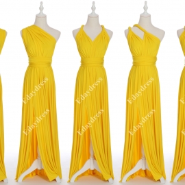 Full length one dress with over 100 styles multi ways wrap convertible infinity bright yellow slit bridesmaid dresses