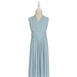 Full length multi ways wrap convertible bridesmaid dresses solid snow sky blue infinity flower girl dresses