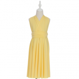 Full length multi ways wrap convertible bridesmaid dresses solid snow pastel yellow infinity flower girl dresses