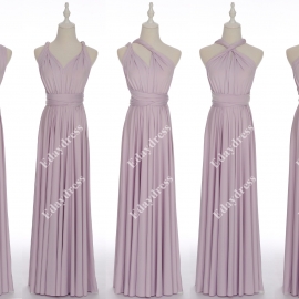 Long one size fits most of body shapes flattering multi ways wrap convertible infinity solid gray lilac bridesmaid dresses