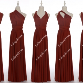 Long one size fits most of body shapes flattering multi ways wrap convertible infinity solid burnt orange bridesmaid dresses
