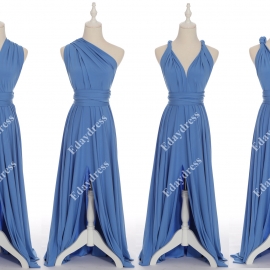Full length one dress with over 100 styles multi ways wrap convertible infinity cronflower blue slit bridesmaid dresses