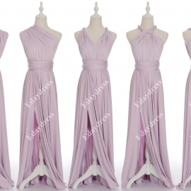 Full length one dress with over 100 styles multi ways wrap convertible infinity gray lilac slit bridesmaid dresses