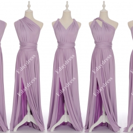 Full length one dress with over 100 styles multi ways wrap convertible infinity purple heather slit bridesmaid dresses