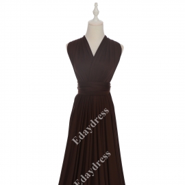 Extra floor length flattering multi ways wrap convertible bridesmaid dresses solid chocolate brown infinity dresses