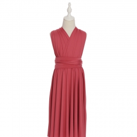 Full length multi ways wrap convertible bridesmaid dresses solid snow rouge pink infinity flower girl dresses