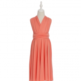 Full length multi ways wrap convertible bridesmaid dresses solid snow blush pink infinity flower girl dresses