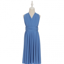 Full length multi ways wrap convertible bridesmaid dresses solid snow cronflower blue infinity flower girl dresses