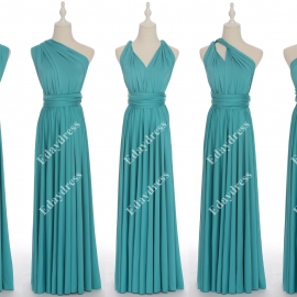 Long one size fits most of body shapes flattering multi ways wrap convertible infinity solid tiffani blue bridesmaid dresses