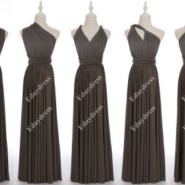 Long one size fits most of body shapes flattering multi ways wrap convertible infinity solid darker gray bridesmaid dresses