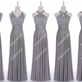 Long one size fits most of body shapes flattering multi ways wrap convertible infinity solid silver bridesmaid dresses