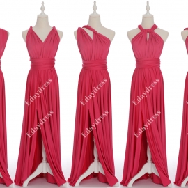 Full length one dress with over 100 styles multi ways wrap convertible infinity hot pink slit bridesmaid dresses