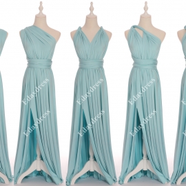 Full length one dress with over 100 styles multi ways wrap convertible infinity blue tint slit bridesmaid dresses