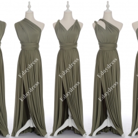 Full length one dress with over 100 styles multi ways wrap convertible infinity olive green slit bridesmaid dresses