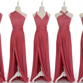 Full length one dress with over 100 styles multi ways wrap convertible infinity rouge pink slit bridesmaid dresses