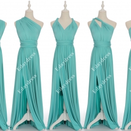 Full length one dress with over 100 styles multi ways wrap convertible infinity mint blue slit bridesmaid dresses