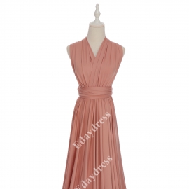 Extra floor length flattering multi ways wrap convertible bridesmaid dresses solid light rose pink infinity dresses