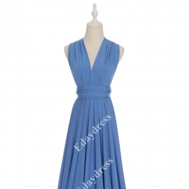 Extra floor length flattering multi ways wrap convertible bridesmaid dresses solid cronflower blue infinity dresses