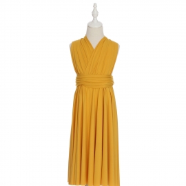 Full length multi ways wrap convertible bridesmaid dresses solid snow gold yellow infinity flower girl dresses