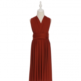 Full length multi ways wrap convertible bridesmaid dresses solid snow burnt orange infinity flower girl dresses