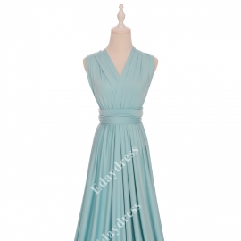 Extra floor length flattering multi ways wrap convertible bridesmaid dresses solid blue tint infinity dresses