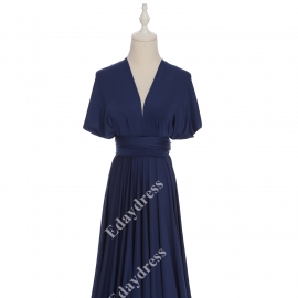 Extra floor length flattering multi ways wrap convertible bridesmaid dresses solid mid night blue infinity dresses