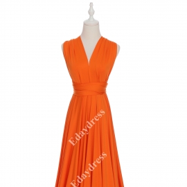 Extra floor length flattering multi ways wrap convertible bridesmaid dresses solid orange infinity dresses