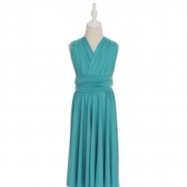 Full length multi ways wrap convertible bridesmaid dresses solid snow tiffani blue infinity flower girl dresses