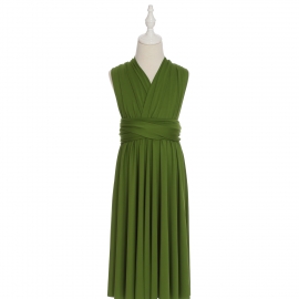 Full length multi ways wrap convertible bridesmaid dresses solid snow grass green infinity flower girl dresses