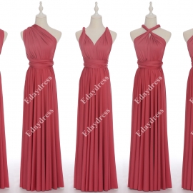 Long one size fits most of body shapes flattering multi ways wrap convertible infinity solid rouge pink bridesmaid dresses