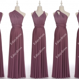 Long one size fits most of body shapes flattering multi ways wrap convertible infinity solid rose purple bridesmaid dresses