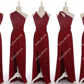 Full length one dress with over 100 styles multi ways wrap convertible infinity brick red slit bridesmaid dresses