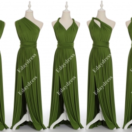 Full length one dress with over 100 styles multi ways wrap convertible infinity grass green slit bridesmaid dresses