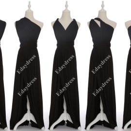 Full length one dress with over 100 styles multi ways wrap convertible infinity black slit bridesmaid dresses