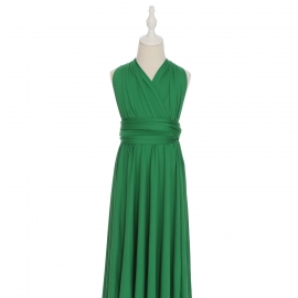 Full length multi ways wrap convertible bridesmaid dresses solid snow emerald green infinity flower girl dresses