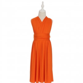 Full length multi ways wrap convertible bridesmaid dresses solid snow orange infinity flower girl dresses