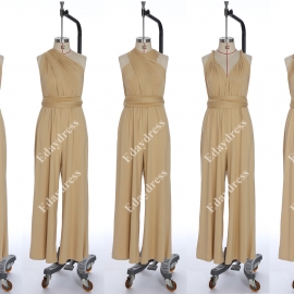 Long one size fits most of body shapes multi ways wrap convertible infinity solid stone jumpsuit
