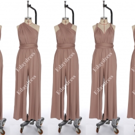 Long one size fits most of body shapes multi ways wrap convertible infinity solid tuape jumpsuit