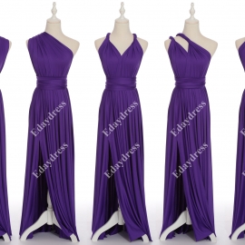 Full length one dress with over 100 styles multi ways wrap convertible infinity bright purple slit bridesmaid dresses