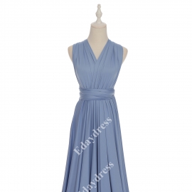 Extra floor length flattering multi ways wrap convertible bridesmaid dresses solid blue bell infinity dresses