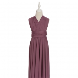 Full length multi ways wrap convertible bridesmaid dresses solid snow rose purple infinity flower girl dresses