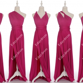 Full length one dress with over 100 styles multi ways wrap convertible infinity fuschia slit bridesmaid dresses