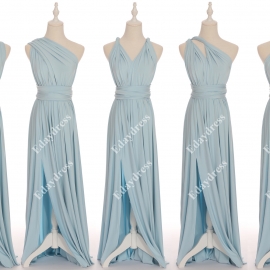 Full length one dress with over 100 styles multi ways wrap convertible infinity sky blue slit bridesmaid dresses