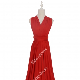Extra floor length flattering multi ways wrap convertible bridesmaid dresses solid tomato red infinity dresses