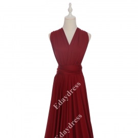 Extra floor length flattering multi ways wrap convertible bridesmaid dresses solid brick red infinity dresses