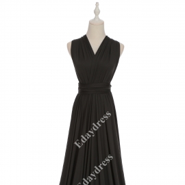 Extra floor length flattering multi ways wrap convertible bridesmaid dresses solid charcoal gray infinity dresses