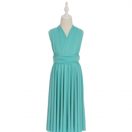 Full length multi ways wrap convertible bridesmaid dresses solid snow mint blue infinity flower girl dresses