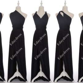 Full length one dress with over 100 styles multi ways wrap convertible infinity navy blue slit bridesmaid dresses