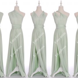 Full length one dress with over 100 styles multi ways wrap convertible infinity green lily slit bridesmaid dresses