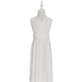 Full length multi ways wrap convertible bridesmaid dresses solid snow off white infinity flower girl dresses